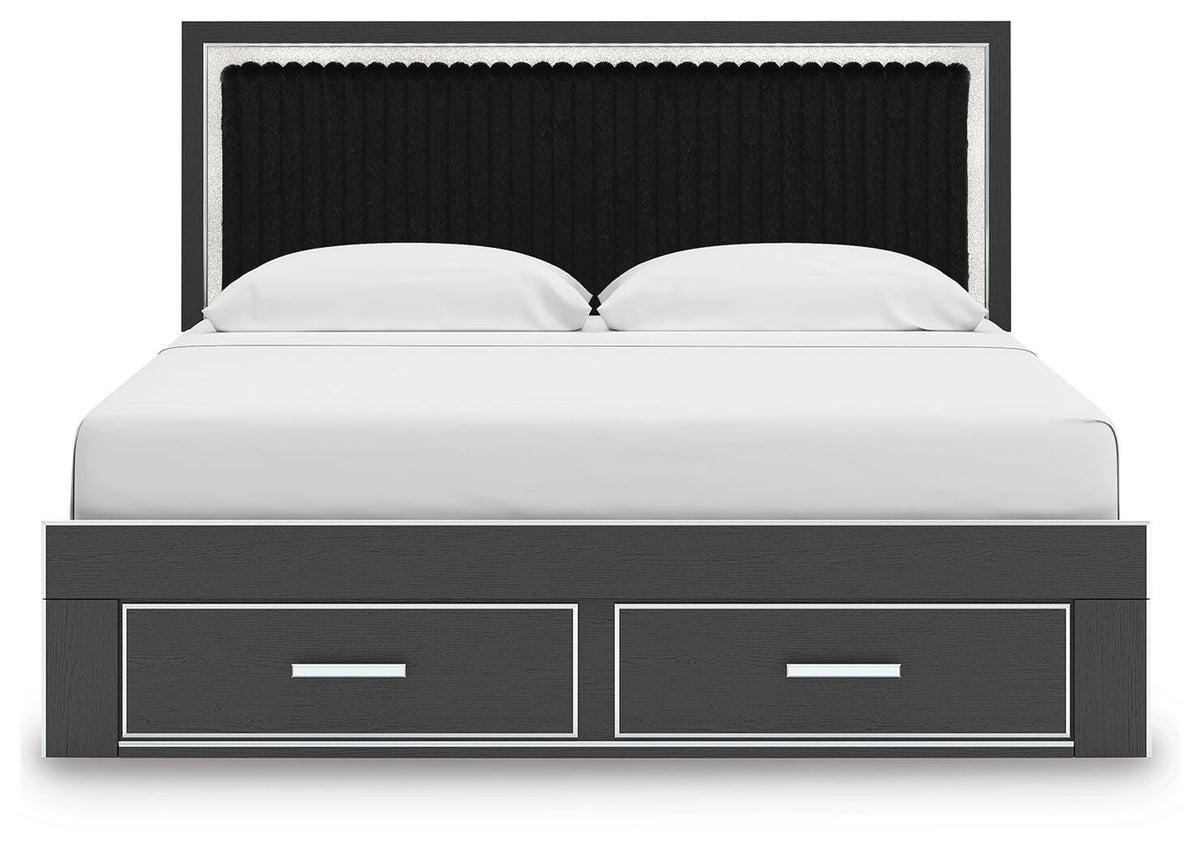 Zuraleus King Upholstered Panel Platform Storage Bed - PCB3380B11