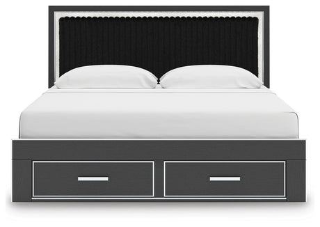 Zuraleus King Upholstered Panel Platform Storage Bed - PCB3380B11