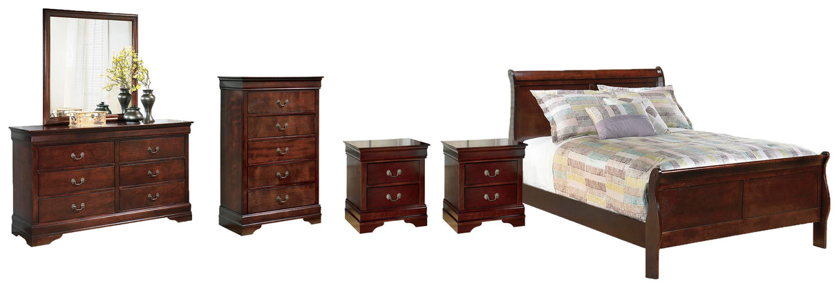 Alisdair Full Sleigh Bed, Dresser, Mirror, Chest and 2 Nightstands - B376B37