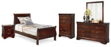 Alisdair Twin Sleigh Bed, Dresser, Mirror, Chest and Nightstand - B376B24