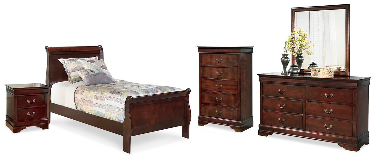 Alisdair Twin Sleigh Bed, Dresser, Mirror, Chest and Nightstand - B376B24
