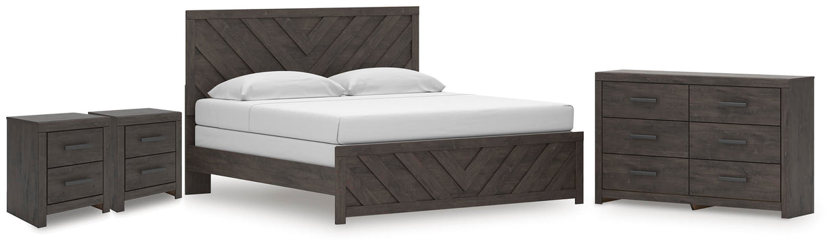 Prendonea King Panel Bed, Dresser and 2 Nightstands - B3789B13