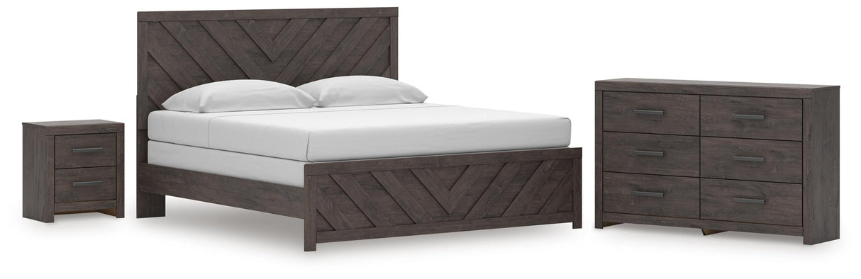 Prendonea King Panel Bed, Dresser and Nightstand - B3789B16