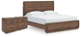 Fortlorn King Panel Bed and 2 Nightstands - PCB386B9