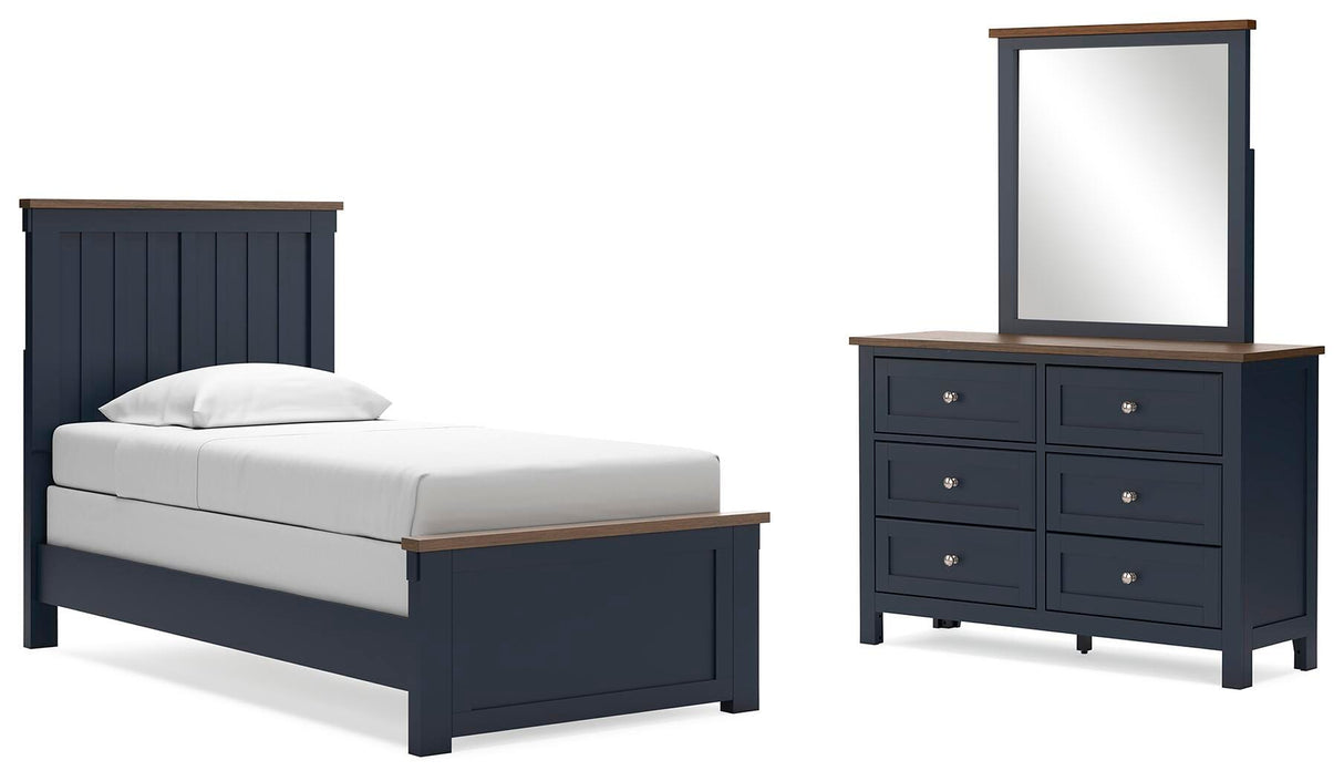 Landocken Twin Panel Bed, Dresser and Mirror - B414B6