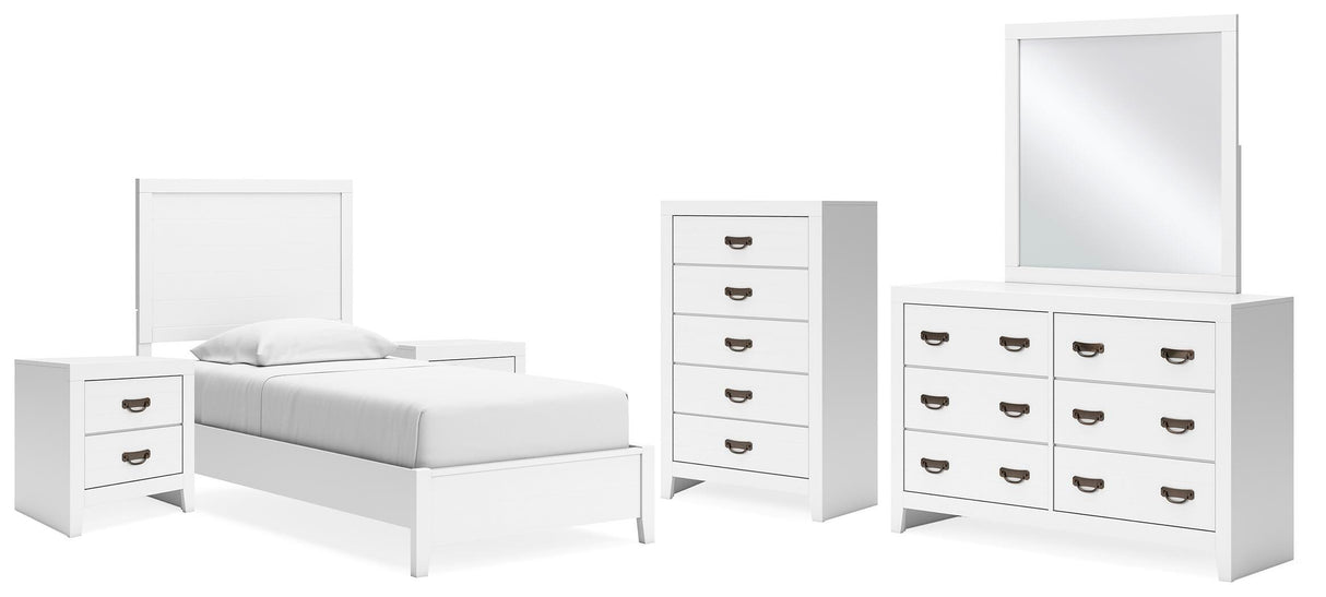 Binterglen Twin Panel Bed, Dresser, Mirror, Chest and 2 Nightstands - B427B19