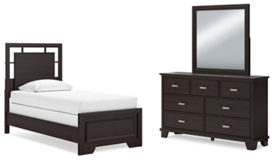 Covetown Twin Panel Bed, Dresser and Mirror - B441B3