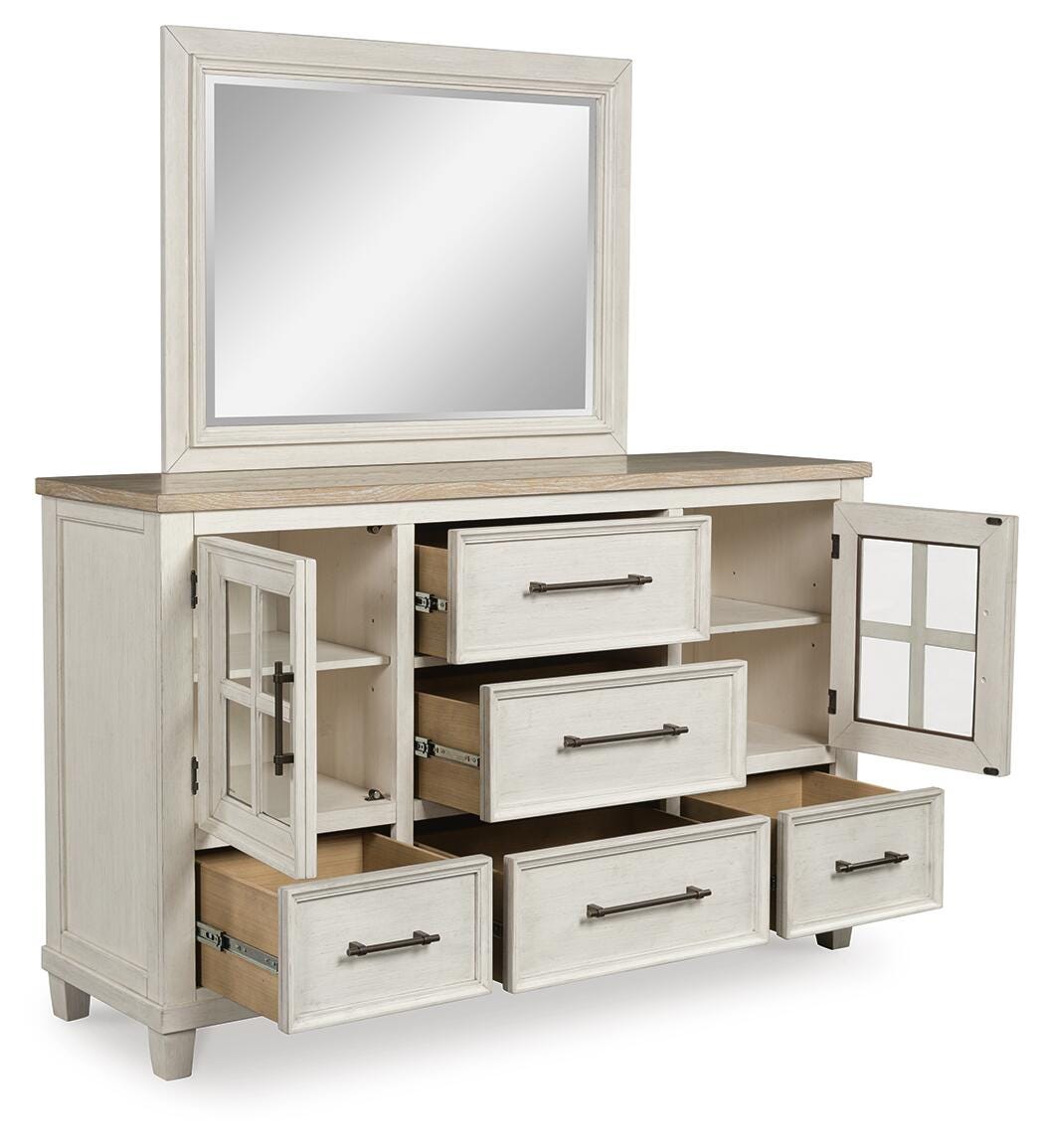 Shaybrock Queen Panel Bed, Dresser, Mirror and Nightstand - B683B9