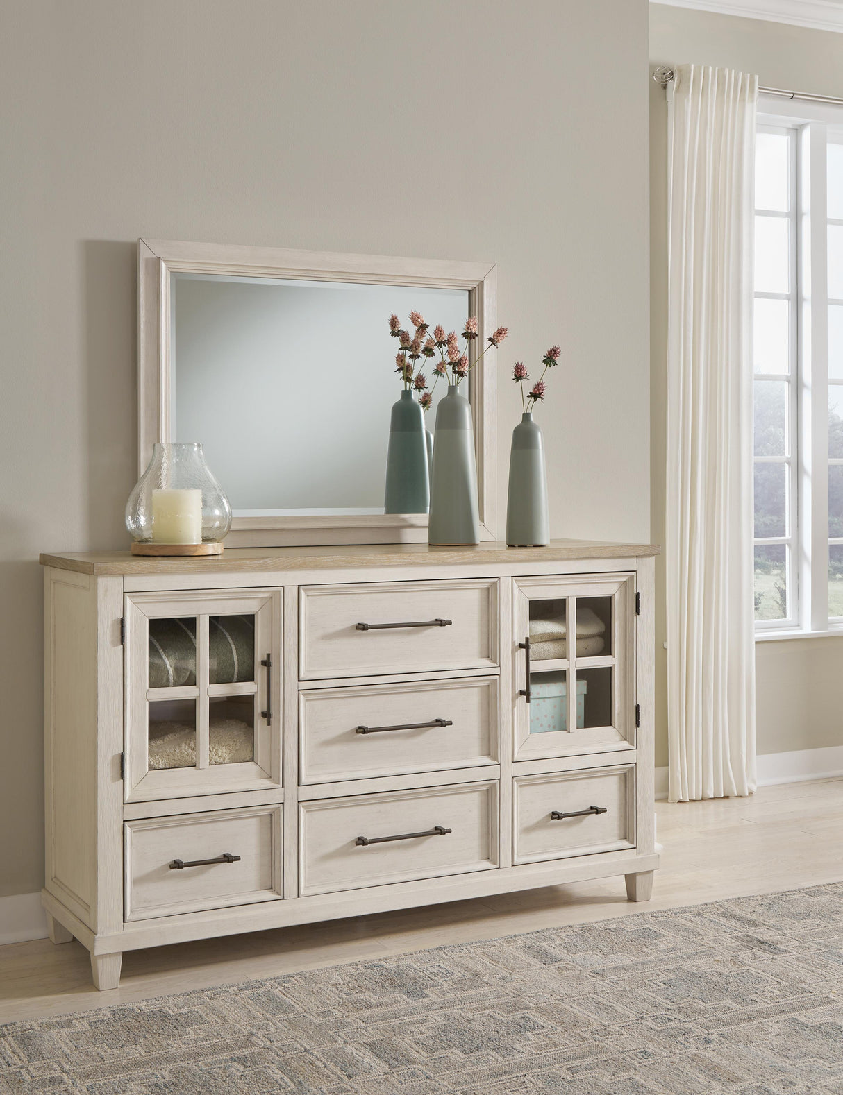 Shaybrock Queen Panel Bed, Dresser and Mirror - B683B3