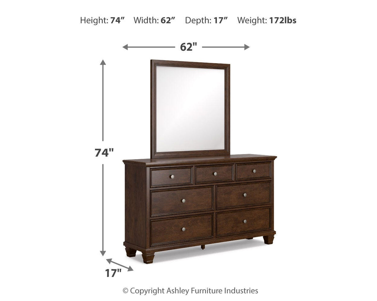Danabrin King Panel Bed, Dresser, Mirror and Nightstand - B685B14