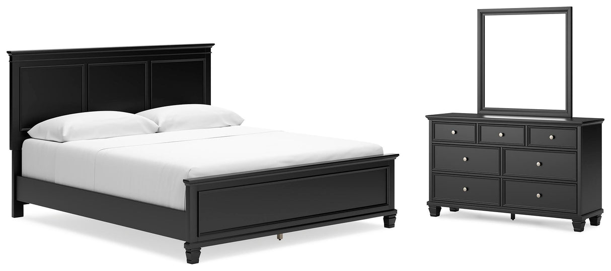 Lanolee California King Panel Bed, Dresser and Mirror - B687B14