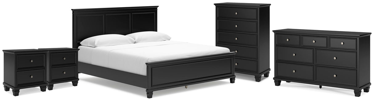 Lanolee California King Panel Bed, Dresser, Chest and 2 Nightstands - B687B32
