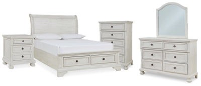 Robbinsdale Full Storage Sleigh Bed, Dresser, Mirror, Chest and Nightstand - B742B42