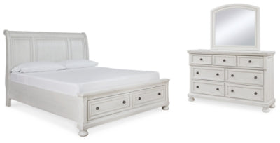 Robbinsdale King Sleigh Storage Bed, Dresser and Mirror - B742B29