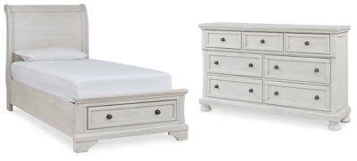 Robbinsdale Twin Sleigh Storage Bed and Dresser - B742B26