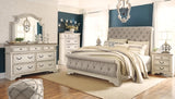 Realyn King Upholstered Sleigh Bed, Dresser, Mirror and 2 Nightstands - B743B51