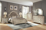 Realyn Queen Upholstered Panel Bed, Dresser and Mirror - B743B3