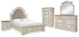 Realyn Queen Upholstered Bed, Dresser, Mirror, Chest and Nightstand - B743B30