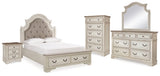 Realyn Queen Upholstered Bed, Dresser, Mirror, Chest and Nightstand - B743B30