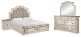 Realyn King Upholstered Panel Bed, Dresser, Mirror and Nightstand - B743B33