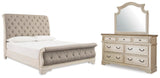 Realyn Queen Upholstered Sleigh Bed, Dresser and Mirror - B743B5