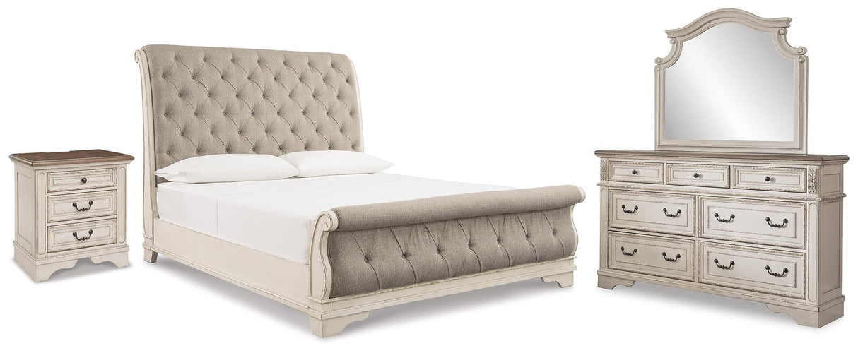 Realyn King Sleigh Bed, Dresser Mirror and Nightstand - B743B65