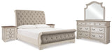 Realyn King Upholstered Sleigh Bed, Dresser, Mirror and 2 Nightstands - B743B51
