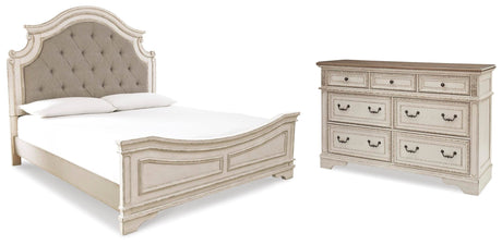 Realyn King Upholstered Panel Bed and Dresser - B743B38