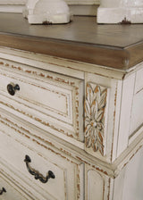 Realyn King Upholstered Panel Bed, Dresser, Mirror and Nightstand - B743B33