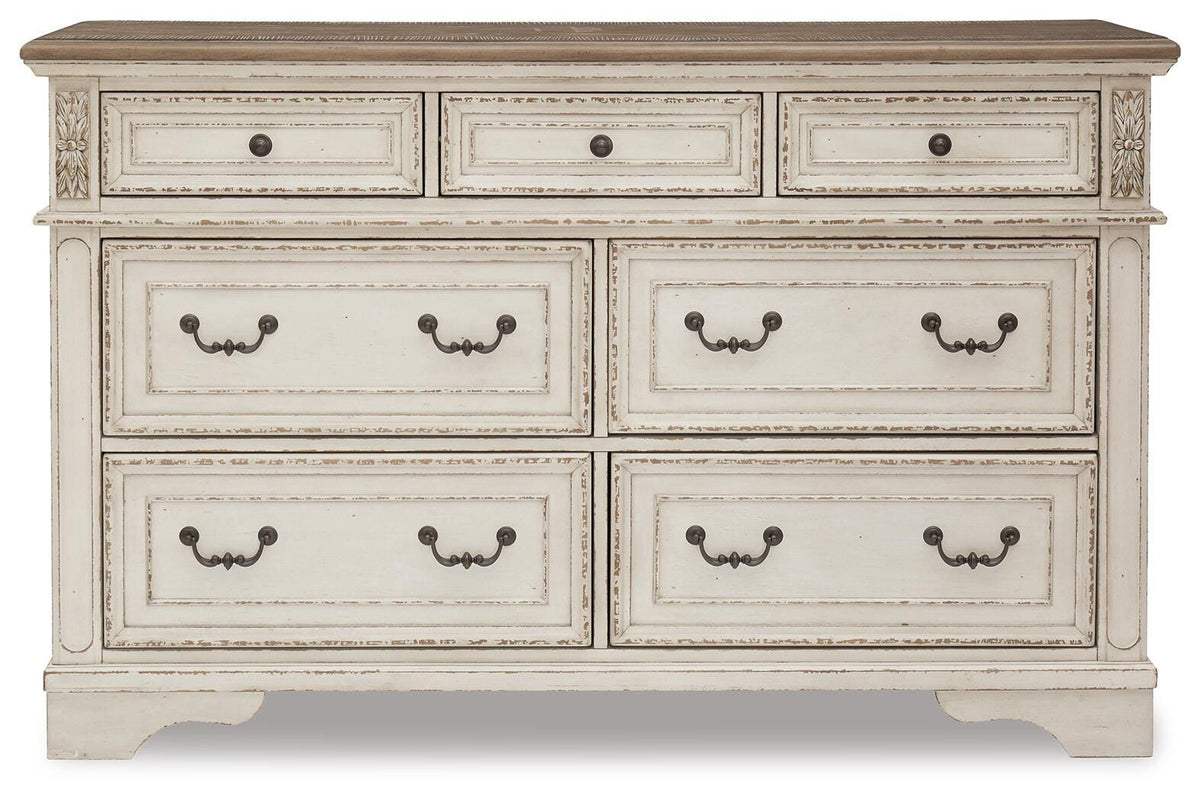 Realyn Queen Upholstered Storage Bed, Dresser, Chest and Nightstand - B743B98