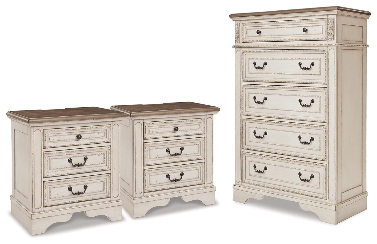 Realyn Chest and 2 Nightstands - B743B109