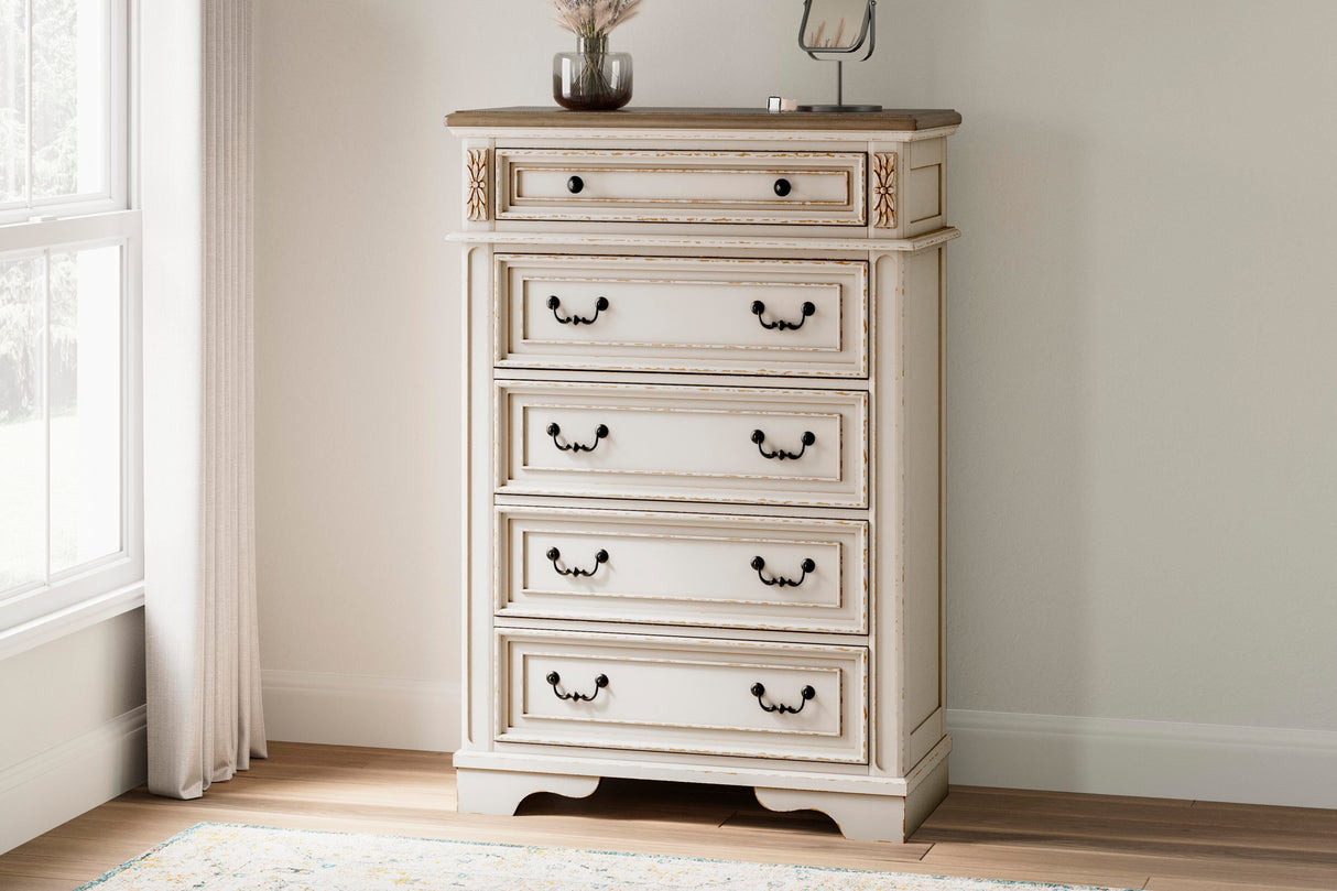 Realyn Queen Upholstered Panel Bed and Chest - B743B54