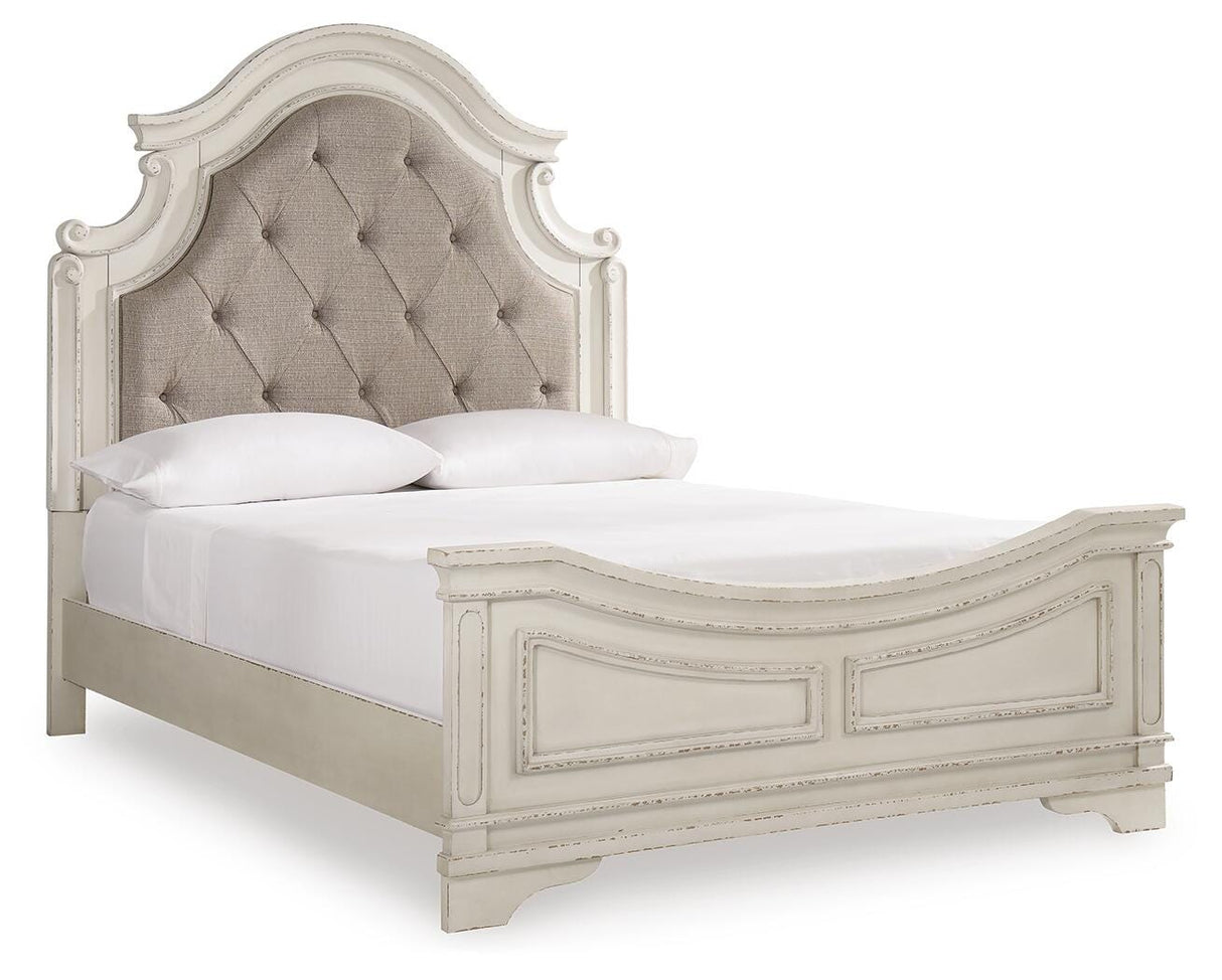 Realyn Queen Upholstered Panel Bed and 2 Nightstands - B743B55