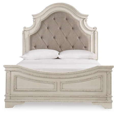 Realyn Queen Upholstered Panel Bed and 2 Nightstands - B743B55