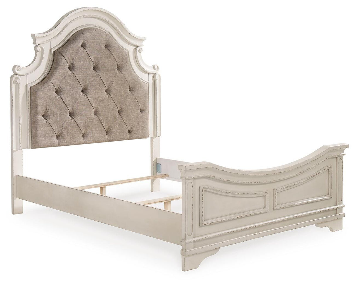 Realyn Queen Upholstered Panel Bed and 2 Nightstands - B743B55