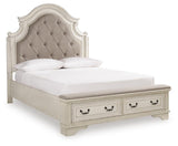 Realyn Queen Upholstery Panel Bed, Dresser, Mirror and Nightstand - B743B36