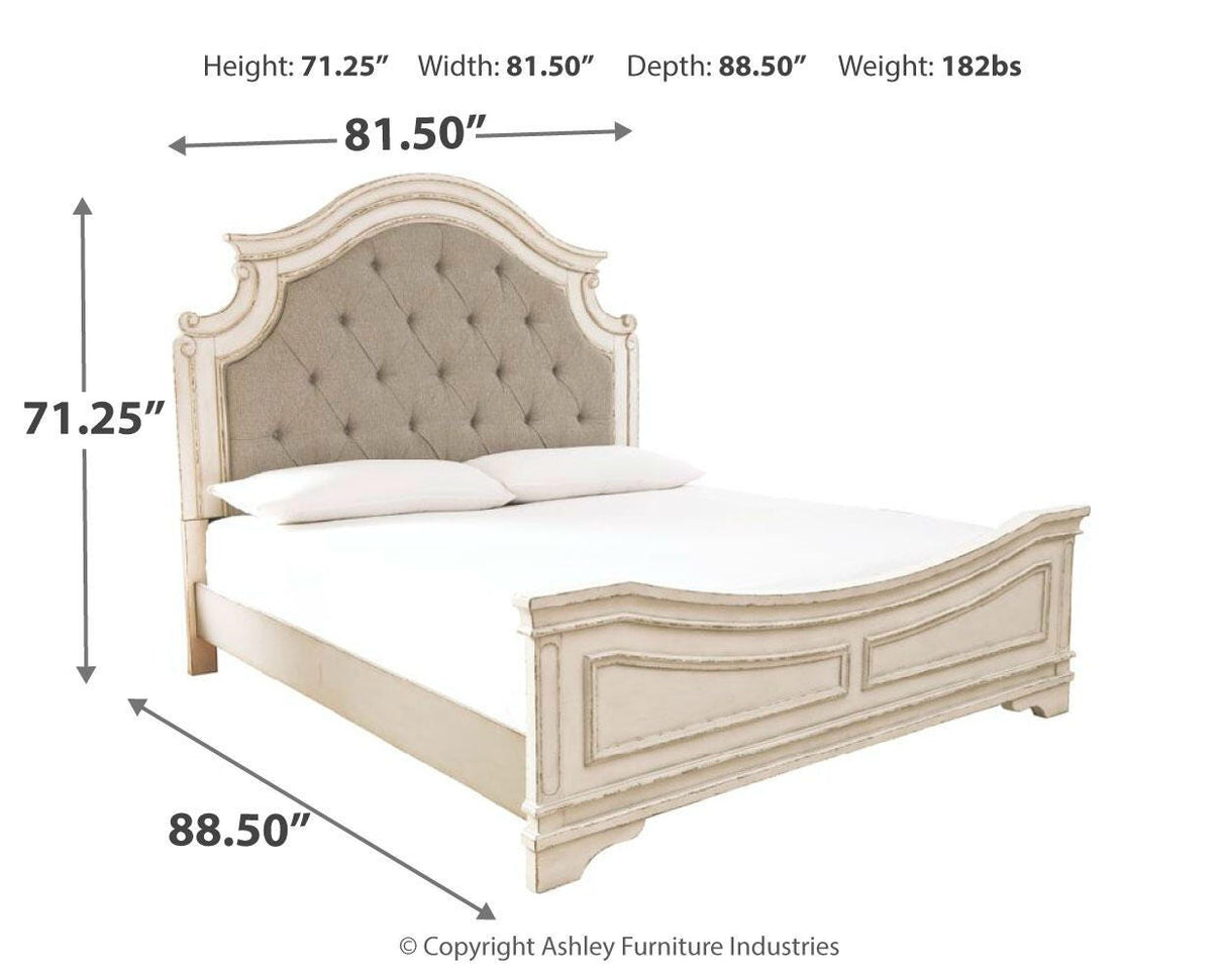 Realyn King Panel Bed, Dresser, Mirror, Chest and 2 Nightstands - B743B48