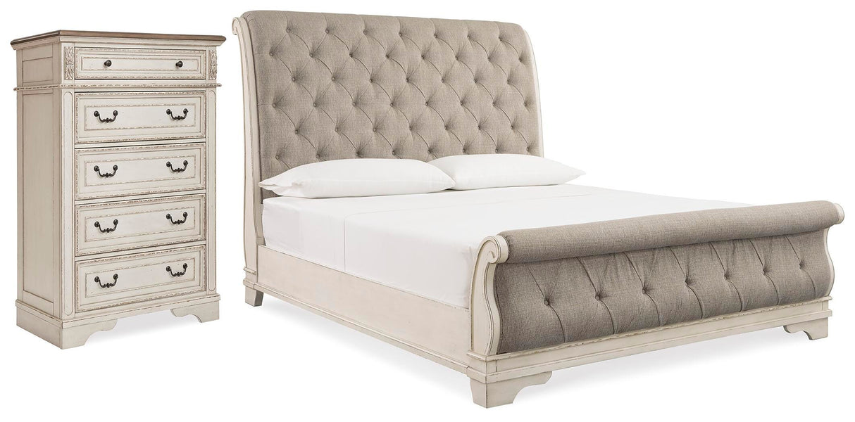 Realyn Queen Upholstered Sleigh Bed and Chest - B743B29
