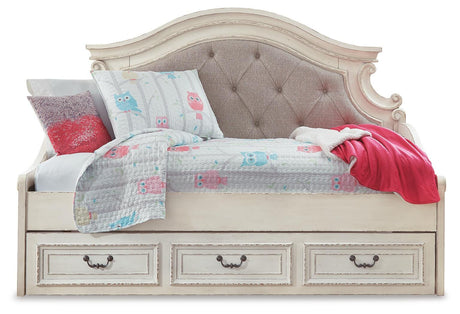 Realyn Twin Day Bed with Storage, Dresser, Mirror and Nightstand - B743B94
