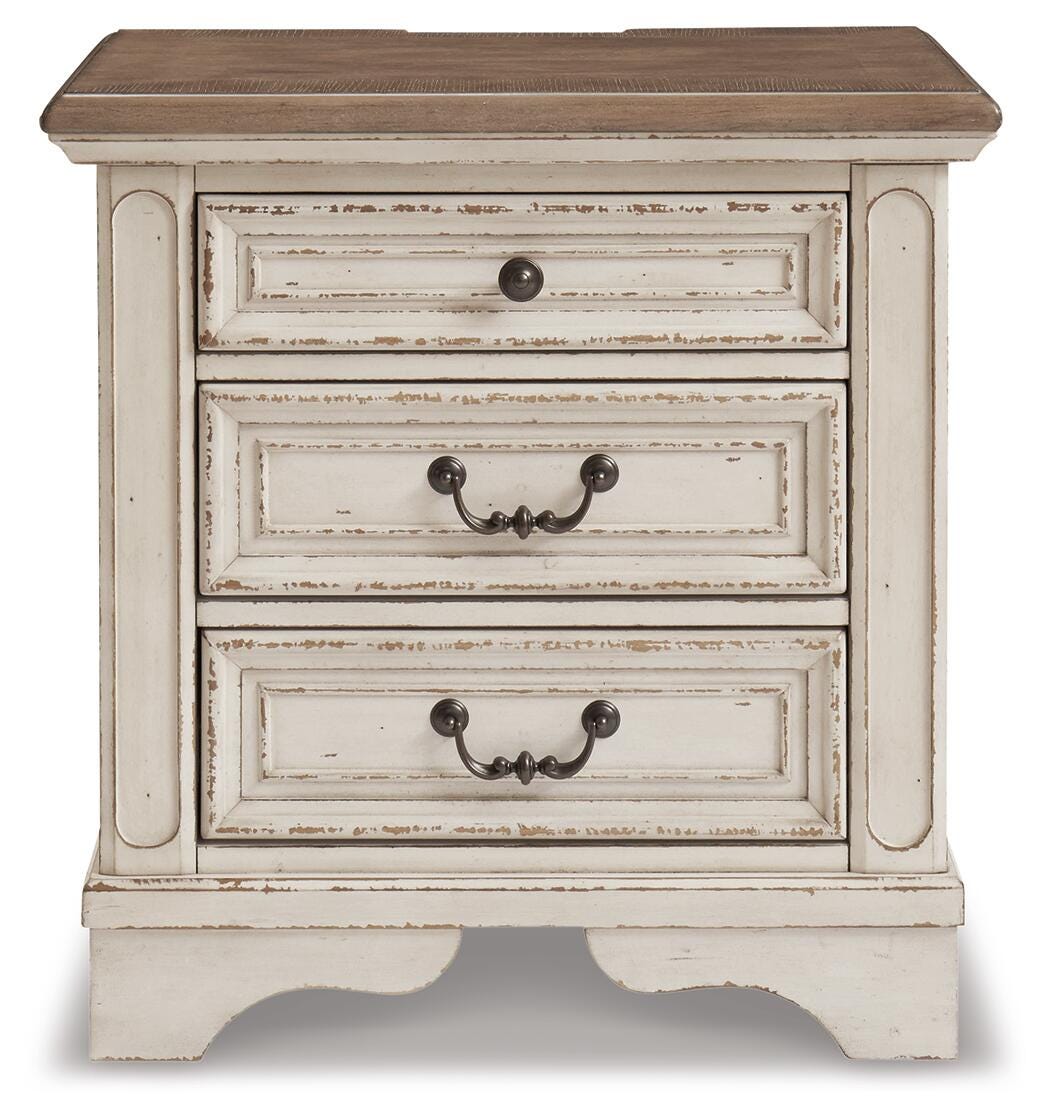 Realyn Queen Upholstered Panel Bed and 2 Nightstands - B743B55