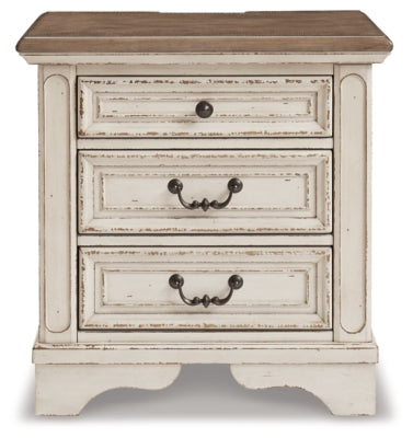 Realyn Queen Upholstered Panel Bed and 2 Nightstands - B743B55