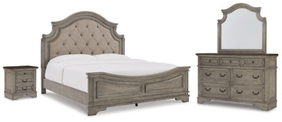 Lodenbay King Upholstered Panel Bed, Dresser, Mirror, and Nightstand - B751B8