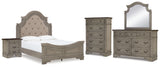 Lodenbay Queen Upholstered Panel Bed, Dresser, Mirror, Chest and Nightstand - B751B9