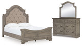 Lodenbay Queen Upholstered Panel Bed, Dresser and Mirror - B751B3