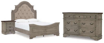 Lodenbay Queen Upholstered Panel Bed, Dresser and Nightstand - B751B13