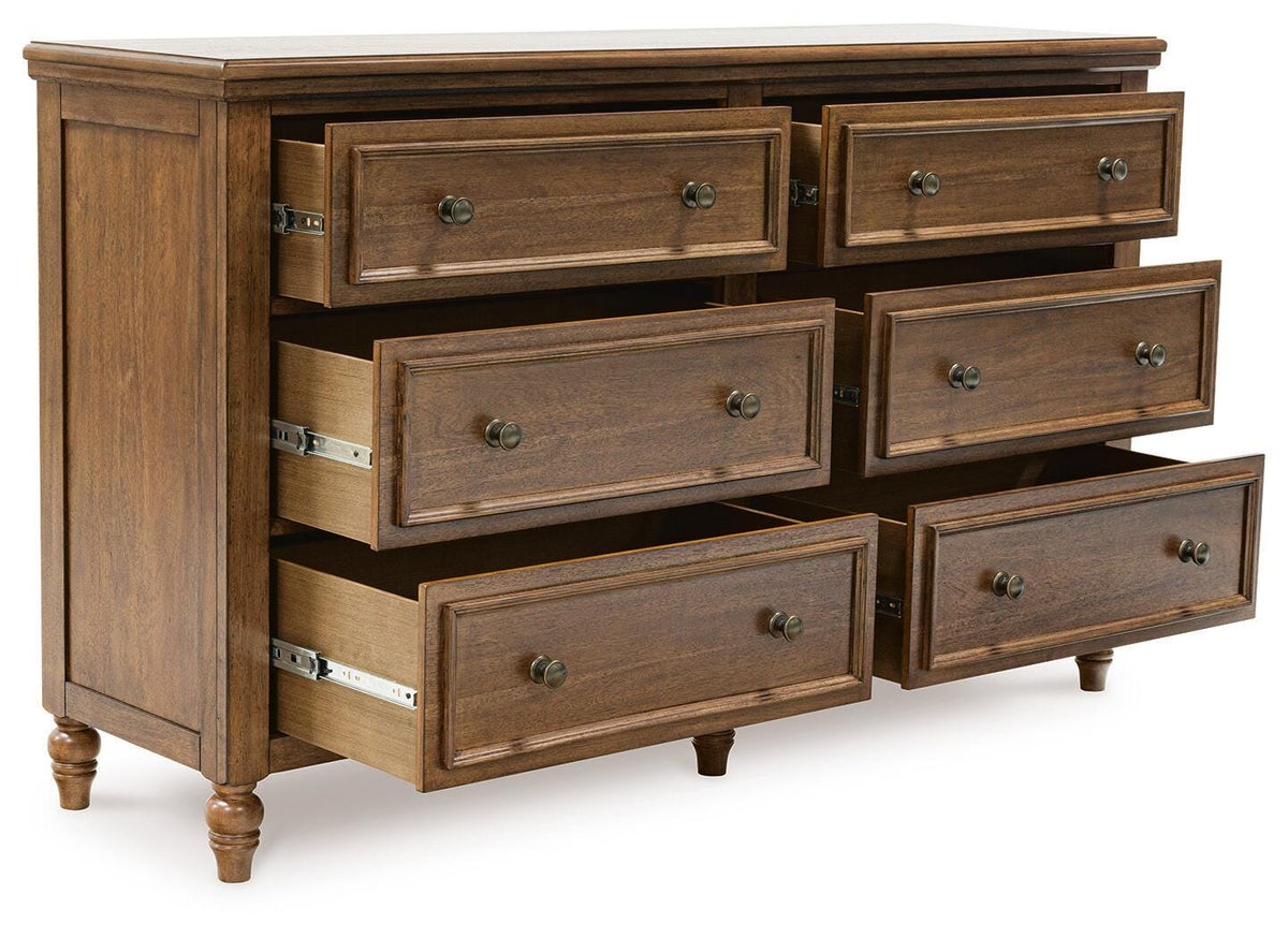 Sturlayne King Upholstered Panel Bed, Dresser and 2 Nightstands - B787B7