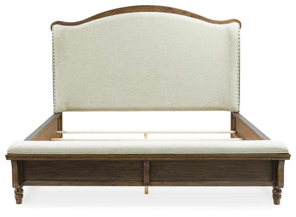 Sturlayne King Upholstered Panel Bed, Dresser and 2 Nightstands - B787B7