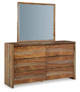 Dressonni California King Panel Bed, Dresser and Mirror - B790B7