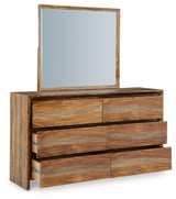 Dressonni California King Panel Bed, Dresser and Mirror - B790B7