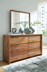 Dressonni California King Panel Bed, Dresser and Mirror - B790B7